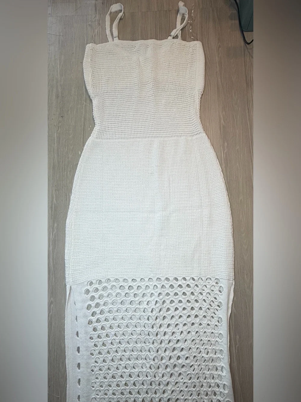 Vintage Style White Crochet Maxi Dress Y2K Boho Chic Festival Summer Medium - Picture 8 of 8